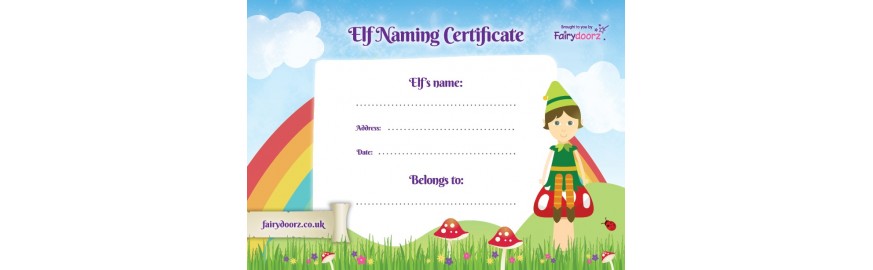 FREE elf and pixie naming certificate for your Fairydoorz home